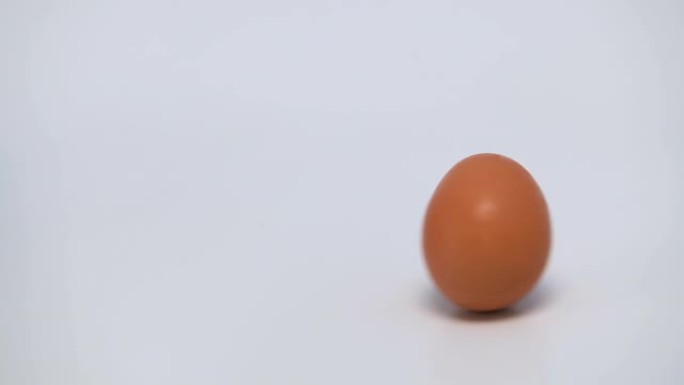 鸡蛋在白色背景上移动和滚动