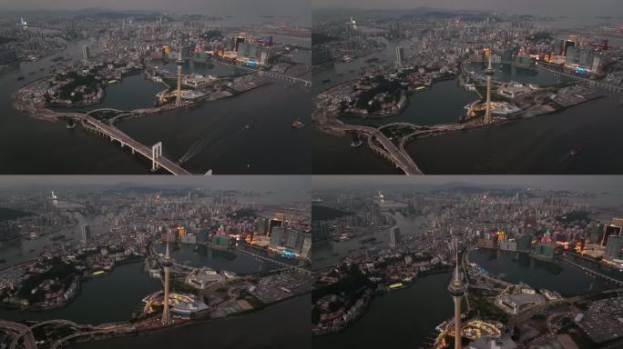 澳门大京带桥平推看整个城市4k