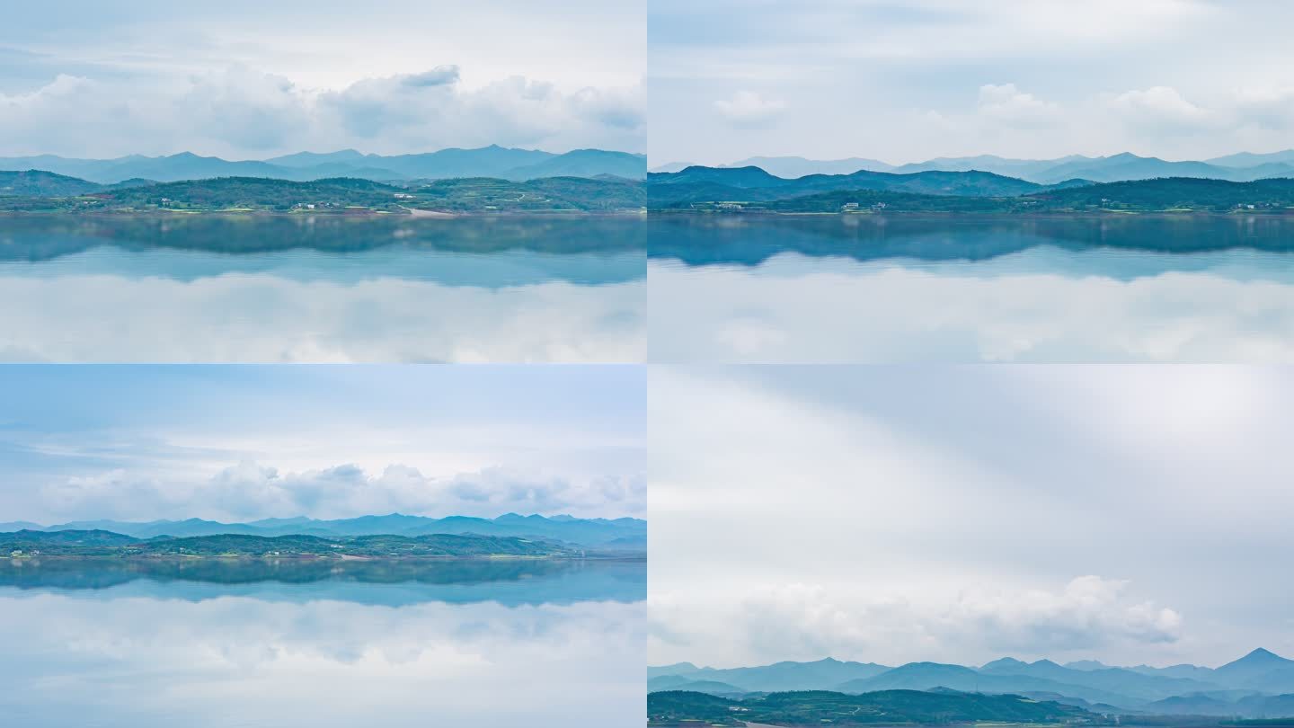 【4K】水湖边河边蓝天白云延时