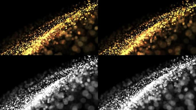 液体中的金颗粒漂浮和闪闪发光。背景与闪闪发光的金色粒子景深和波克。Luma哑光为节日演示切出发光颗粒