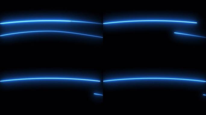 抽象蓝色耀斑光移动背景。暗背景上的辉光线移动。技术光束概念
