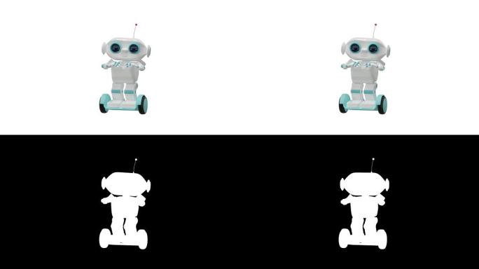 3D动画卡通机器人用阿尔法通道做运动