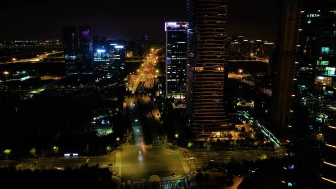 杭州萧山区钱江世纪城新世界丽晶国际夜景延