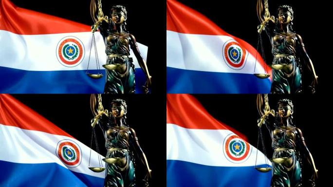有巴拉圭国旗的正义雕像
