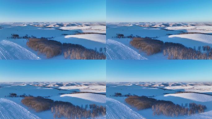 航拍雪域雪原山峦暮色