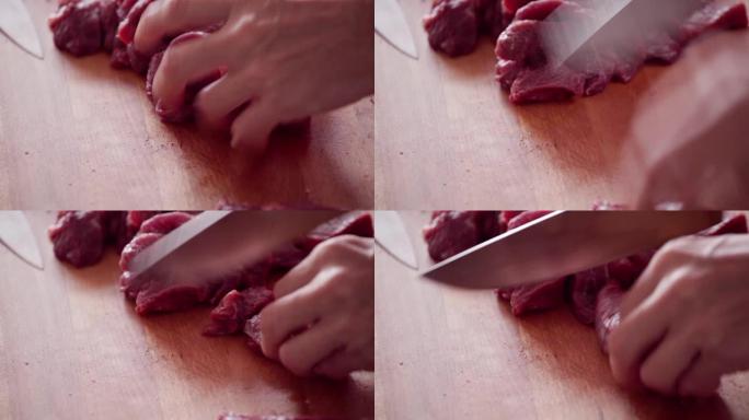 切块牛肉，特写