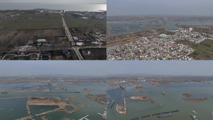 长江 扬州 轮船 航拍 4K 高清 城市