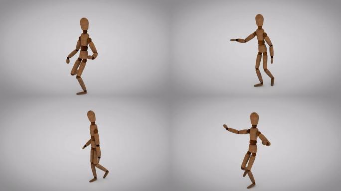 木制人体模型循环跳舞
