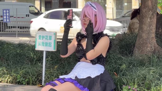 动漫cosplay现场动漫人物街头快闪