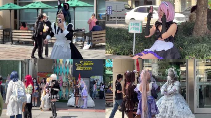 动漫cosplay现场动漫人物街头快闪