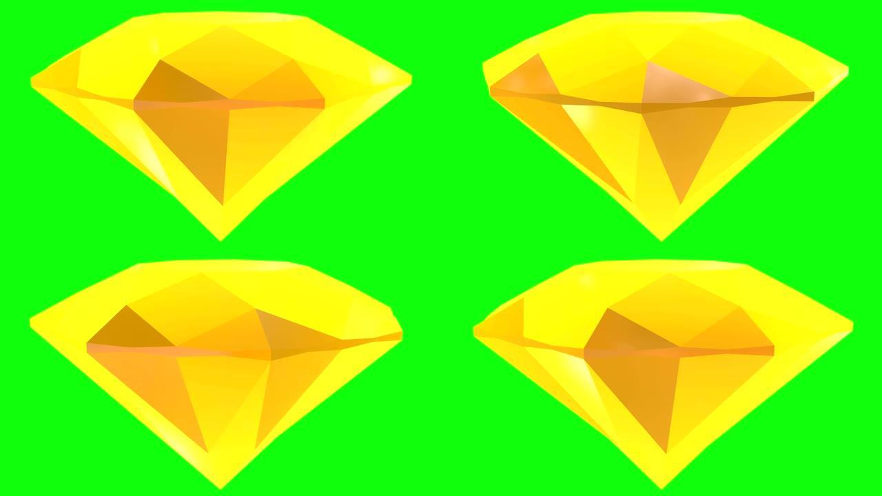 绿色屏幕上的黄色钻石