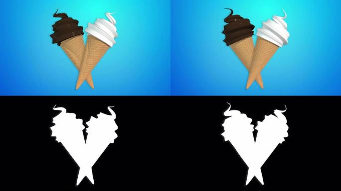 香草和巧克力冰淇淋蛋卷 (包括alpha通道，因此您可以放置自己的背景)