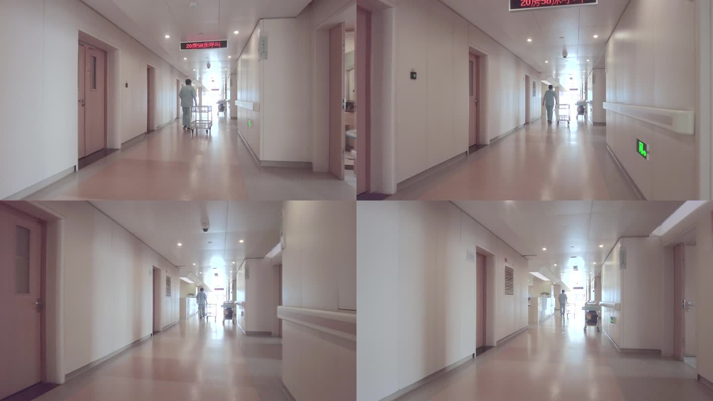 住院部医院走廊医生人流空镜头