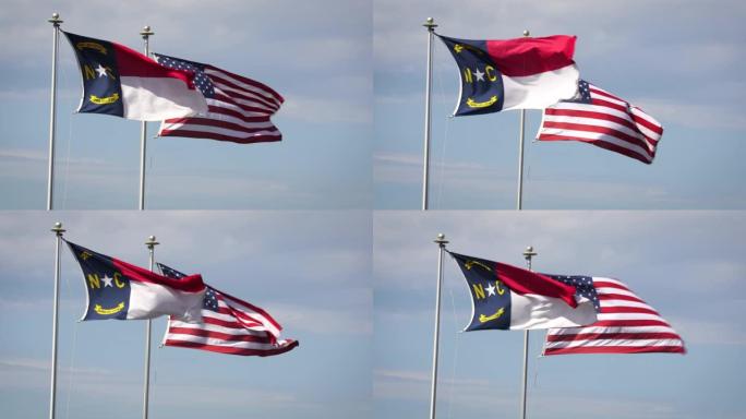 NC和美国国旗 (4k)