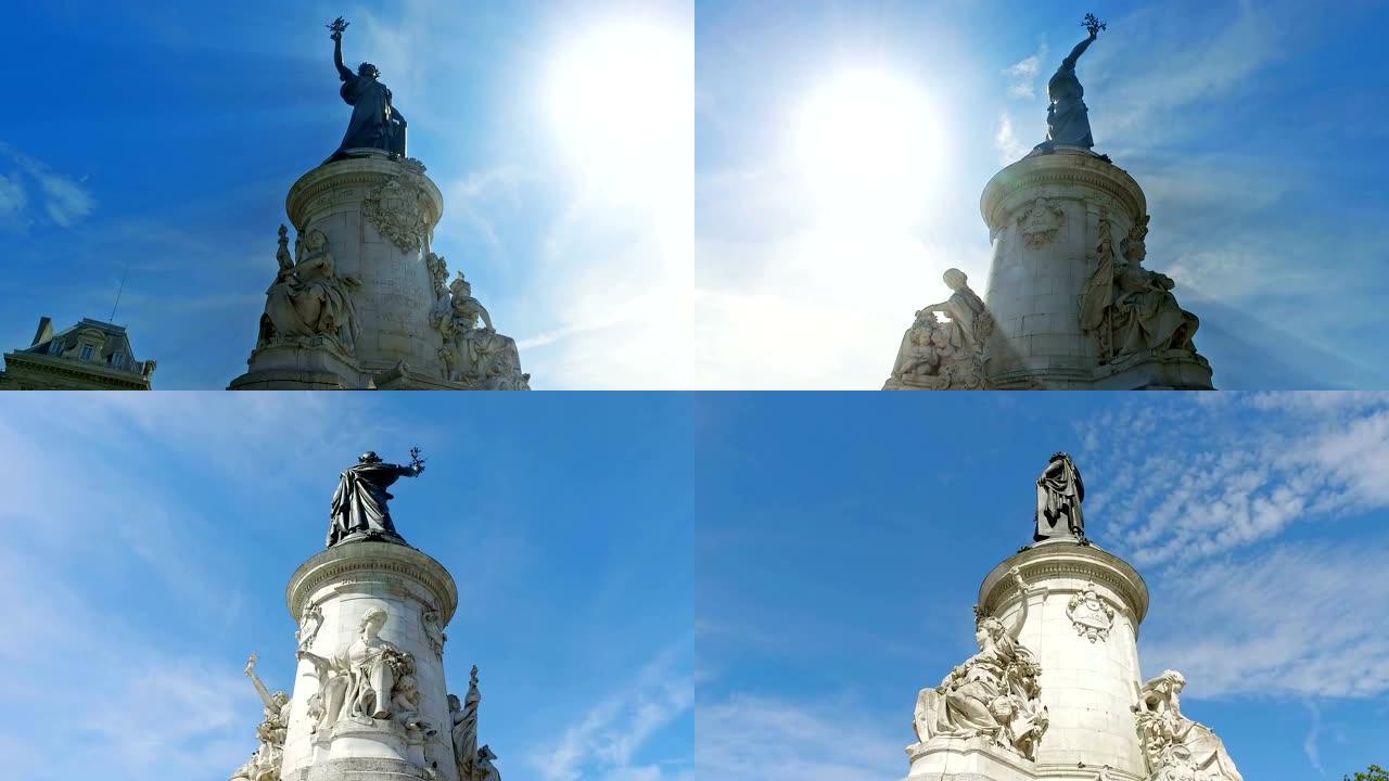 这是法国巴黎共和国广场上的雕塑