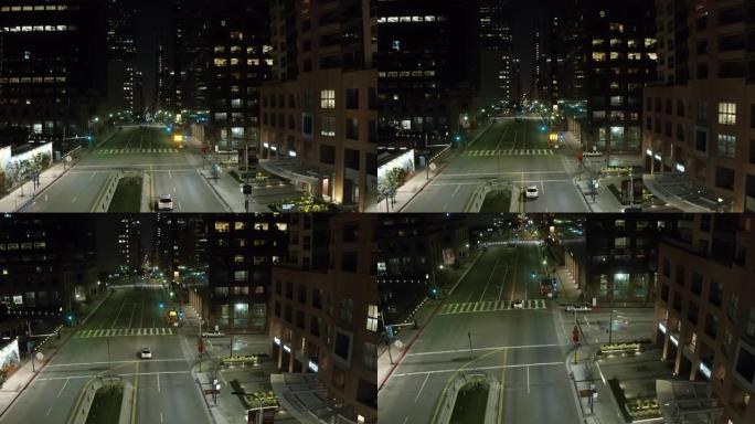 在洛杉矶镇上建立鸟瞰图，观察夜间跟车的交通情况