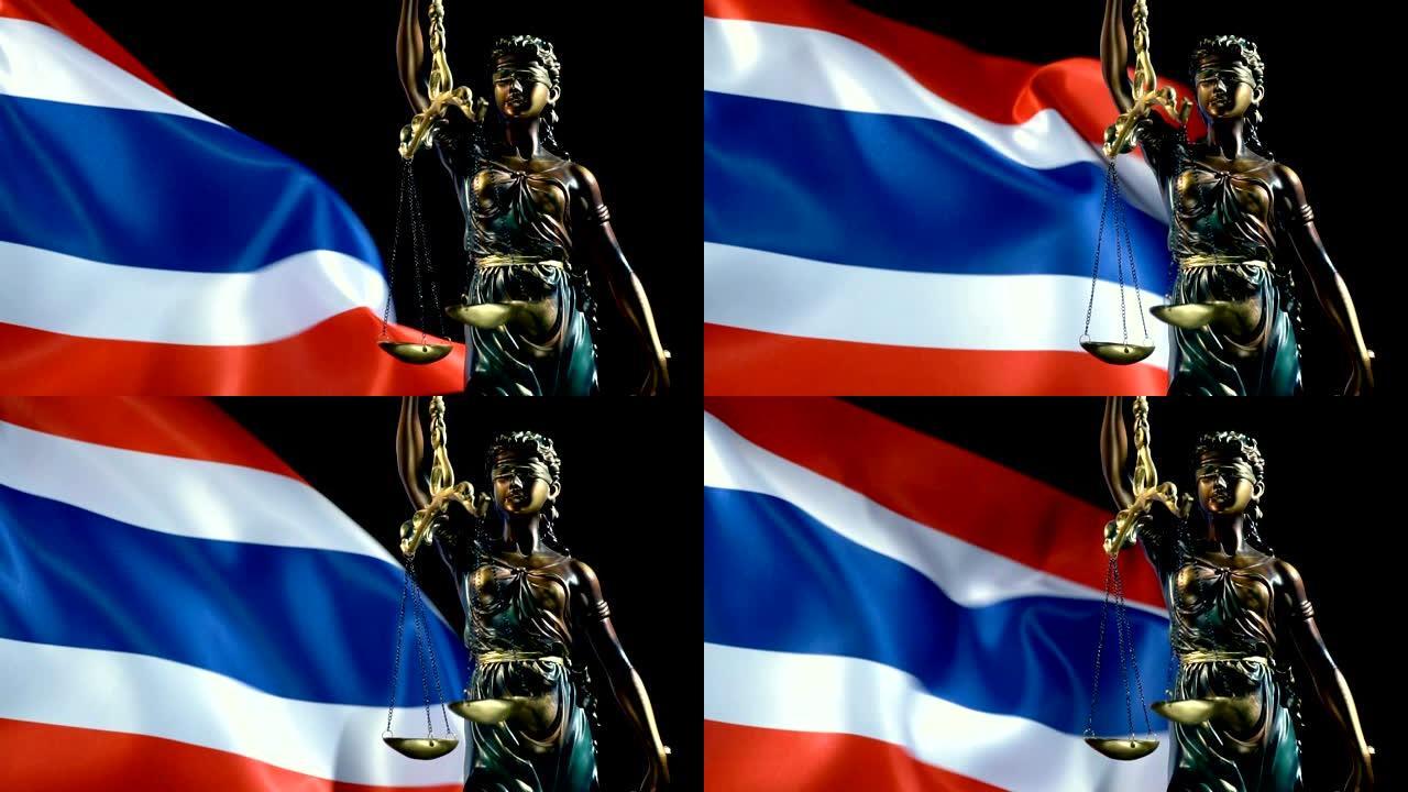 有泰国国旗的正义雕像