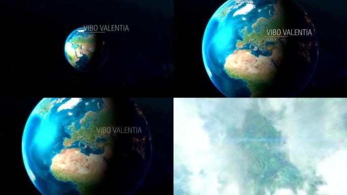 意大利-维博·瓦伦蒂亚-从太空到地球的缩放