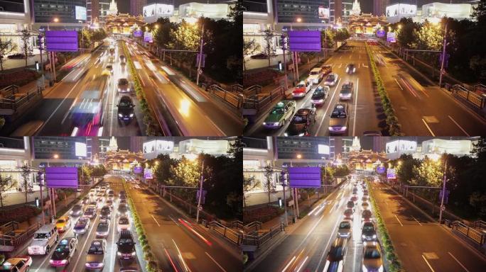 中国上海市静安区交通高峰时间流逝。