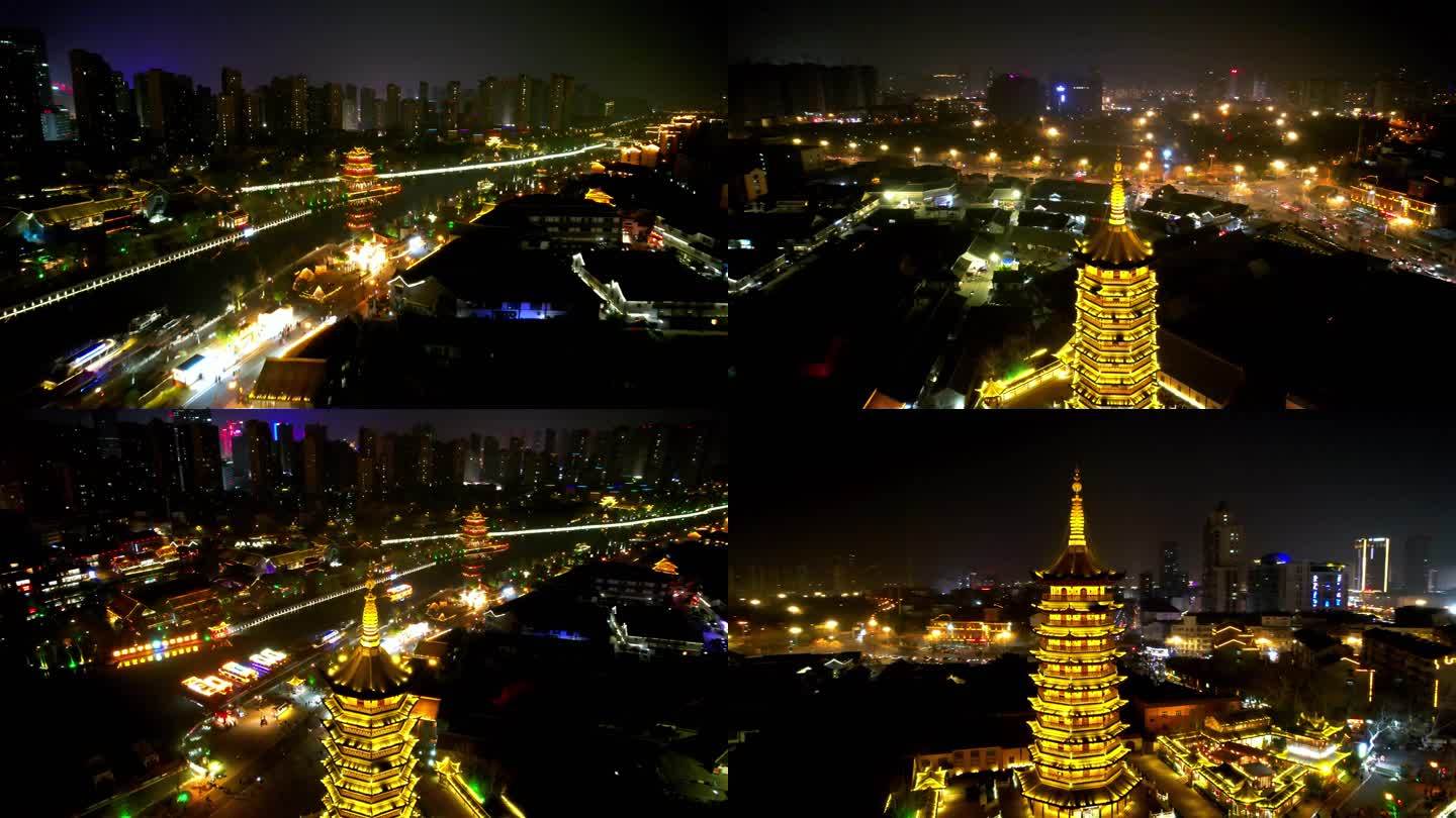 淮安里运河文化长廊夜景航拍