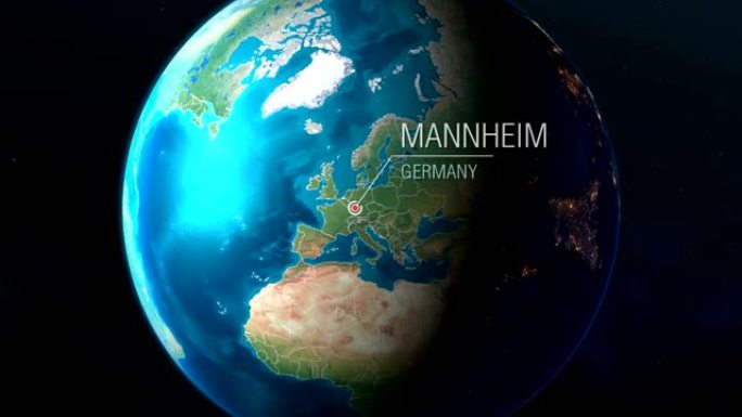 德国-曼海姆-从太空到城市的缩放