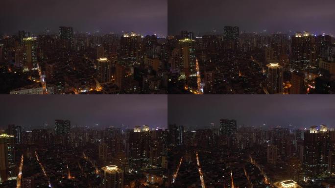 夜间照明澳门城市景观航空全景4k中国