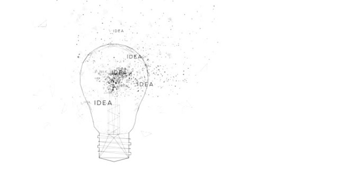 单词创意，白色背景上多边形的灯泡。概念理念。