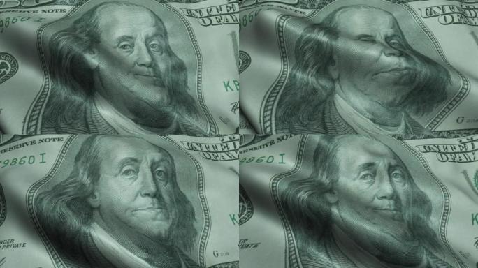 美国总统本杰明·富兰克林弄皱了100美元