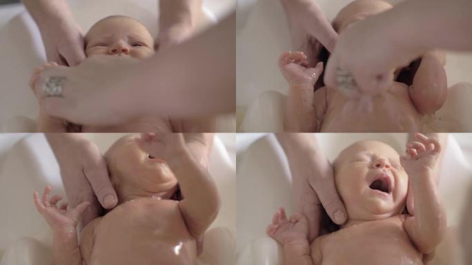 初生婴儿洗澡时哭泣
