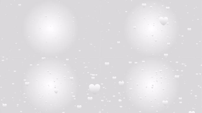 心形图标bokeh在灰色背景上，用于圣诞节或冬季的内容，或用于墙纸或纸张，用于有关冬季的爱情内容或情