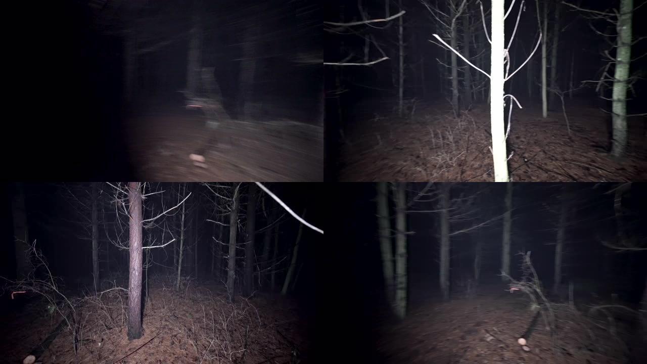 晚上在可怕的树林里吓坏了。