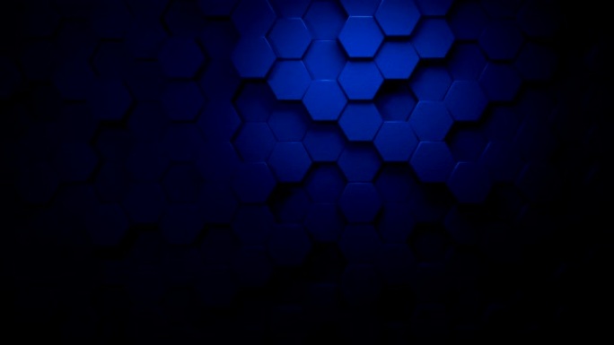 表面的蓝色美丽六边形在无缝4k中变形抽象运动设计背景3d动画，用于技术，通信，过渡，聚会社交活动，庆
