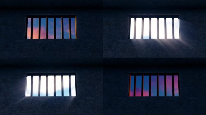 4K 监狱铁窗日夜变化