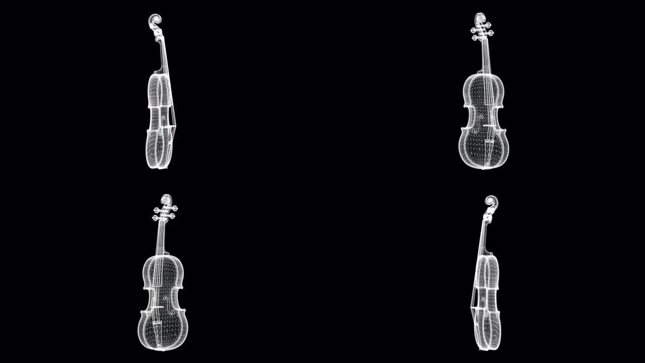 小提琴或中提琴环的全息屏幕3d