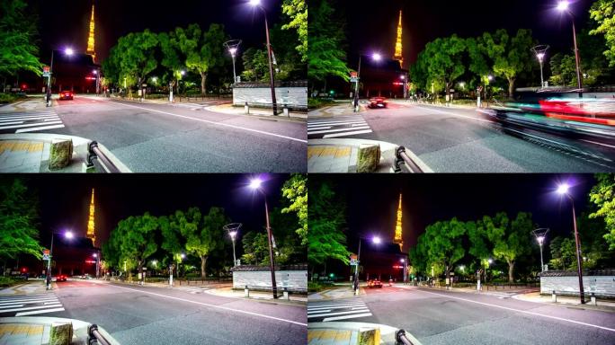 东京塔和交通，延时视频