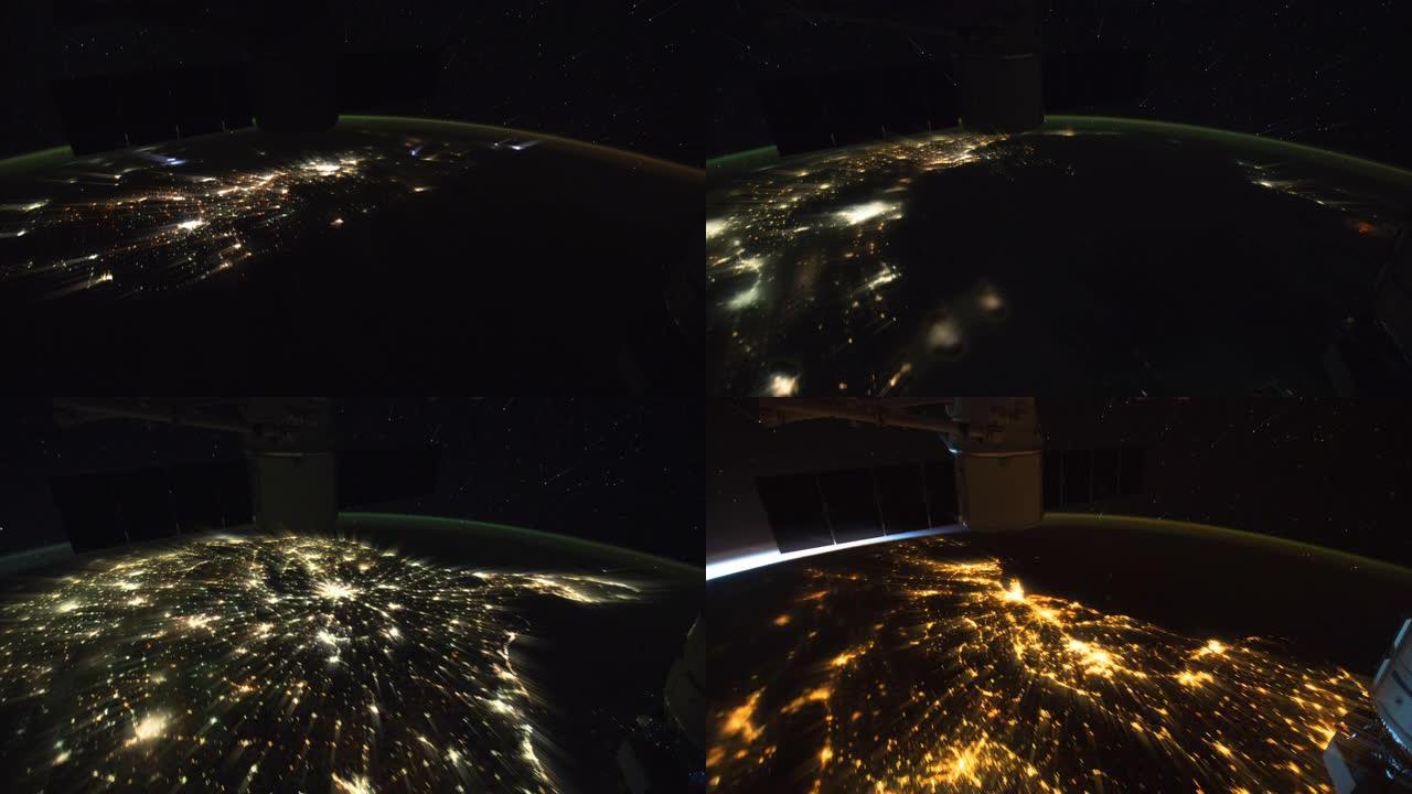 夜间从太空看到的地球