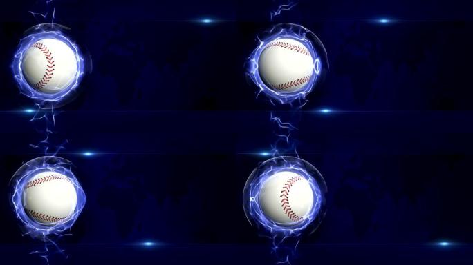 蓝色抽象粒子戒指，渲染，动画背景，循环的棒球球