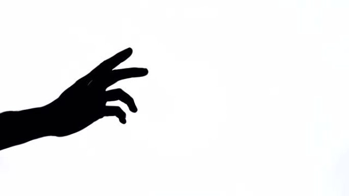 男人的手的特写演示视频显示了一个象征混乱的手势。怀疑和不确定性。黑白镜头，孤立