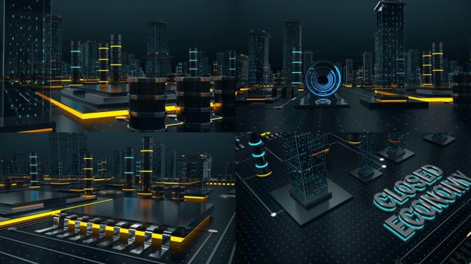 抽象概念封闭经济的数字城市街道