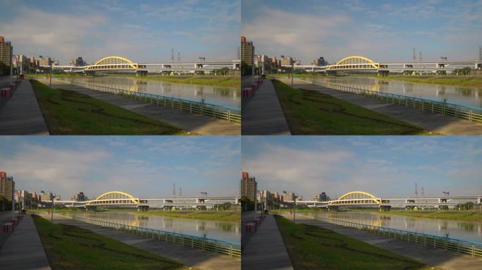 白天时间台北市河滨交通桥全景4k台湾