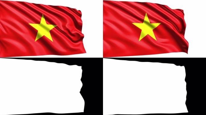 风中的织物结构的越南国旗 (阿尔法通道，可循环)