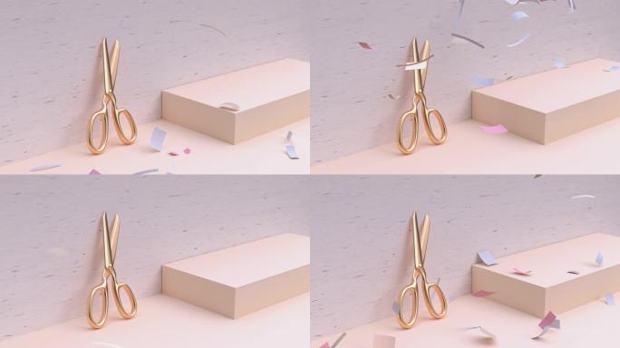 3d渲染抽象运动设备黄金剪刀技师工艺概念