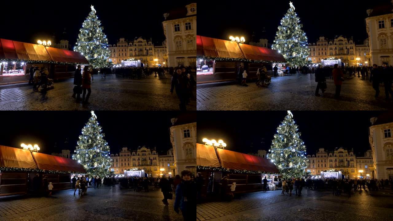 布拉格老城广场的圣诞树