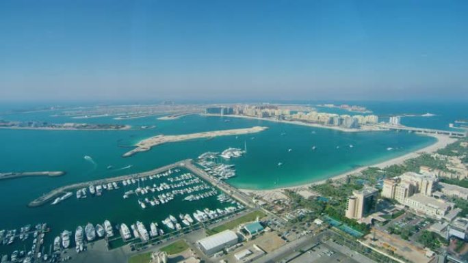 迪拜棕榈岛的高角度视图