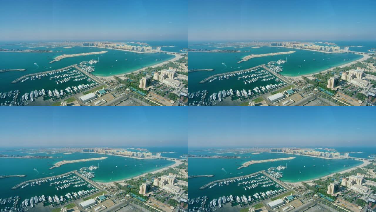 迪拜棕榈岛的高角度视图