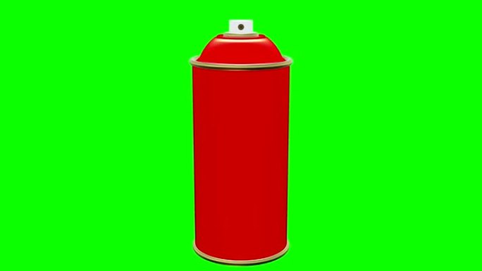 绿色屏幕上红色的移动彩色喷雾罐