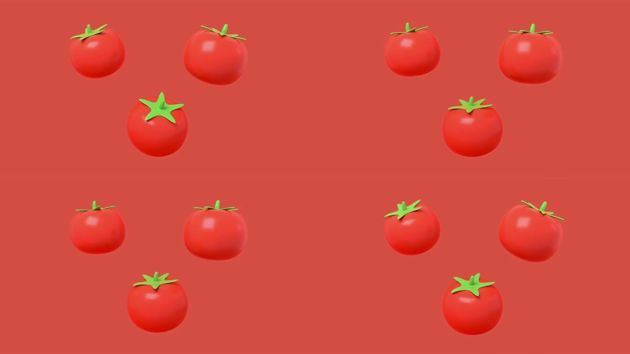 红番茄有机自然蔬菜卡通风格3d渲染