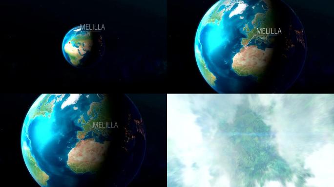 西班牙-梅利利亚-从太空到地球的缩放