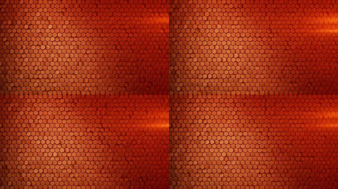 红色六边形背景无缝循环抽象3D动画