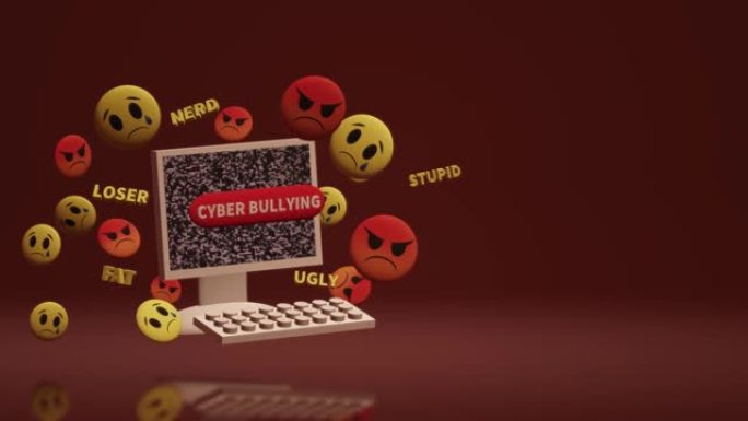 网络欺凌内容的3d渲染计算机和情感。
